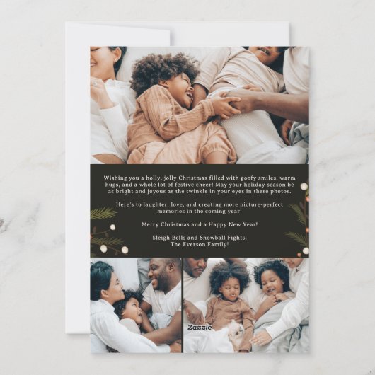 リースモダングリーンクリスマスファミリー4枚の写真 シーズンカード (裏面)