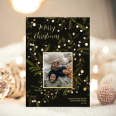 リースモダングリーンクリスマスファミリー4枚の写真 箔シーズンカード