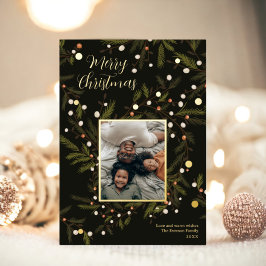 リースモダングリーンクリスマスファミリー4枚の写真 箔シーズンカード