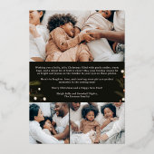 リースモダングリーンクリスマスファミリー4枚の写真 箔シーズンカード (裏面)