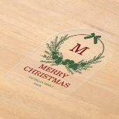 リースモダンメリークリスマスアクリルカード アクリル招待状 (レイダウン)