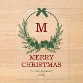 リースモダンメリークリスマスアクリルカード アクリル招待状 (正面)