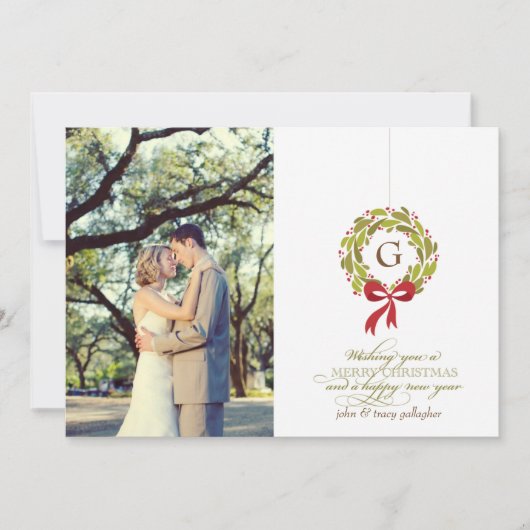 リースモノグラムの – ホリデーフォトカード シーズンカード (正面)