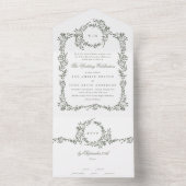 リースモノグラムセージエレガントグリーンフレ結婚ーム オールインワン招待状 (内側)