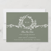 リースモノグラムセージクラシックグリーン結婚フォト セーブザデート (正面)