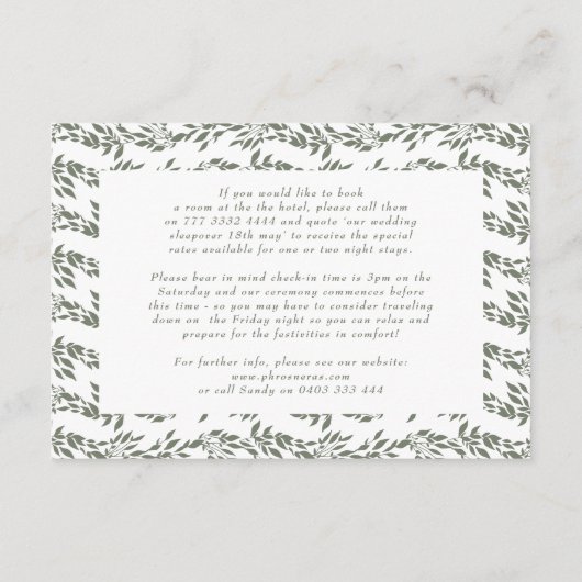 リースモノグラムセージグリーンエレガントウェディング詳細 エンクロージャーカード (裏面)