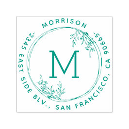 リースモノグラムファミリーネームラウンド差出人住所 セルフインキングスタンプ