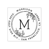 リースモノグラムファミリーネームラウンド差出人住所 ラバースタンプ (インプリント)