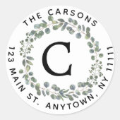 リースモノグラムラウンド差出人住所ラベル ラウンドシール (正面)