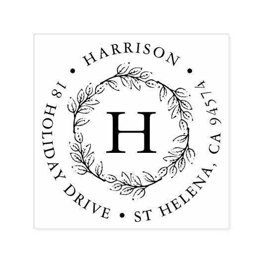 リースモノグラムラウンド差出人住所 セルフインキングスタンプ (デザイン)