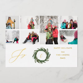 リースモノグラム素朴Joy 7写真 箔招待状