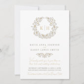 リースモノグラム結婚の写真を収穫 招待状 (正面)