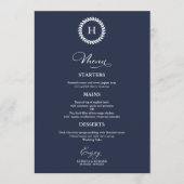 リースモノグ結婚ラムのメニューカードNavy blue メニュー (正面)