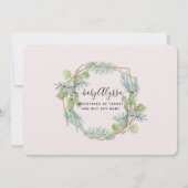 リースユーカリの葉の仮想ベビーガールシャワー 招待状 (裏面)
