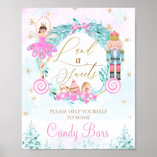 リースランド・オブ・スイーツくるみ割り誕生日標識 ポスター (正面)