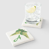 リースリングホワイトワインブドウカスタムズモノグラム ストーンコースター (横)