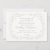 リースリーフ書道モダンの水シンプル色 招待状 (正面)