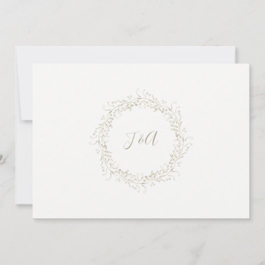 リースリーフ書道モダンの水シンプル色 招待状 (裏面)