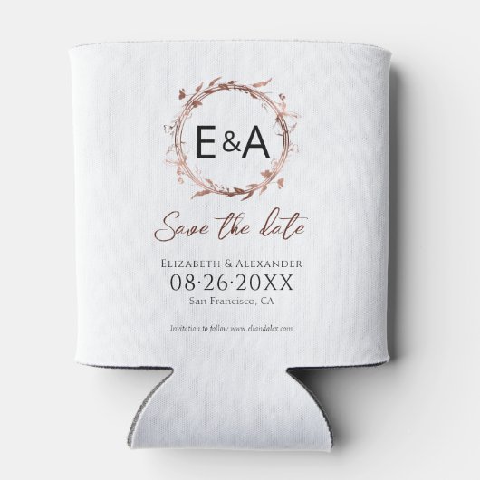 リースワイルドフラワー春の結婚式日付の保存 缶クーラー (裏面)