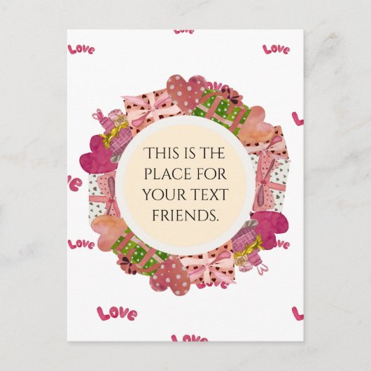 リースヴィンテージおもしろいラブバレンタインの水色 ポストカード (正面)