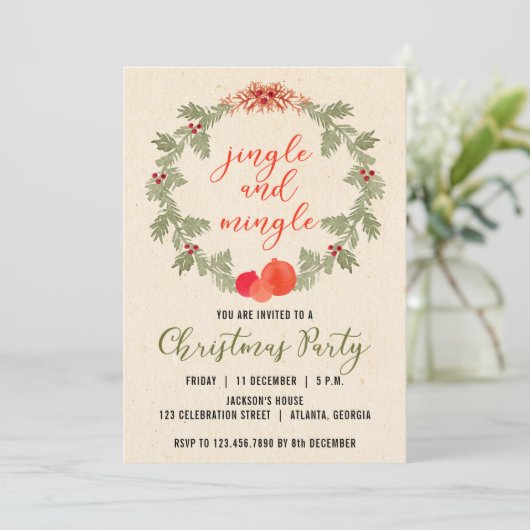 リースヴィンテージジングルとミングルクリスマスパーティー 招待状 (スタンド正面)