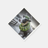 リース付きクリスマスホルスタイン白熱［赤熱］光を放つ牛 スタンダードカクテルナプキン (角)