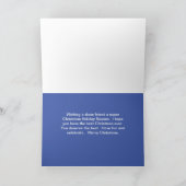 リース付き友人のための青いクリスマスカード サンキューカード (内部)