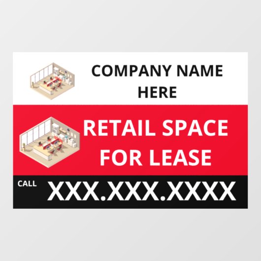 リース会社のロゴ用に小売宇宙をパーソナライズ ウィンドウサイン (シート)