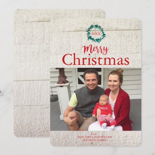 リース伝統的クリスマスカード シーズンカード (正面/裏面)