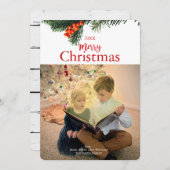 リース伝統的クリスマスカード シーズンカード (正面/裏面)