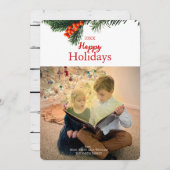 リース伝統的ハッピーホリデイズカード シーズンカード (正面/裏面)