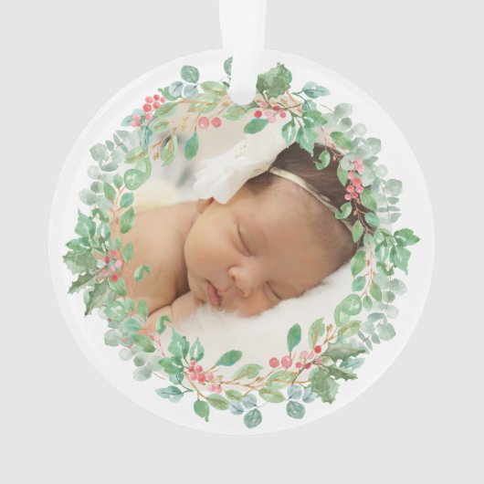 リース写真初めてのクリスマスを祖父母 オーナメント (裏面)