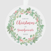 リース写真初めてのクリスマスを祖父母 オーナメント (正面)