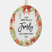 リース初めてのクリスマスを家族写真として セラミックオーナメント (右)