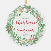 リース初めてのクリスマスを祖父母として セラミックオーナメント (正面)