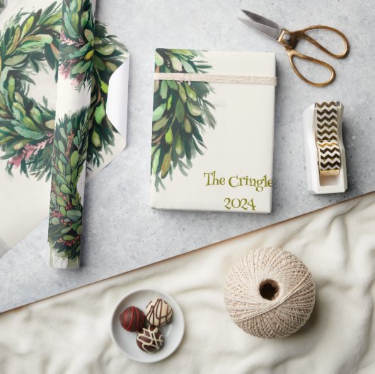 リース包装紙 ラッピングペーパー (クラフト)