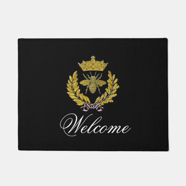 リース及び蜂は及びあなたの色及び挨拶を戴冠させます ドアマット (正面)