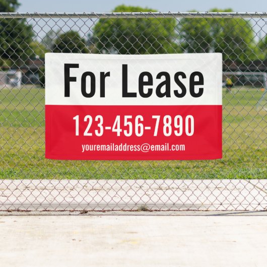 リース用赤白および黒文字の電話番号 横断幕 (インサイチュ)