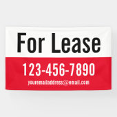 リース用赤白および黒文字の電話番号 横断幕 (横)