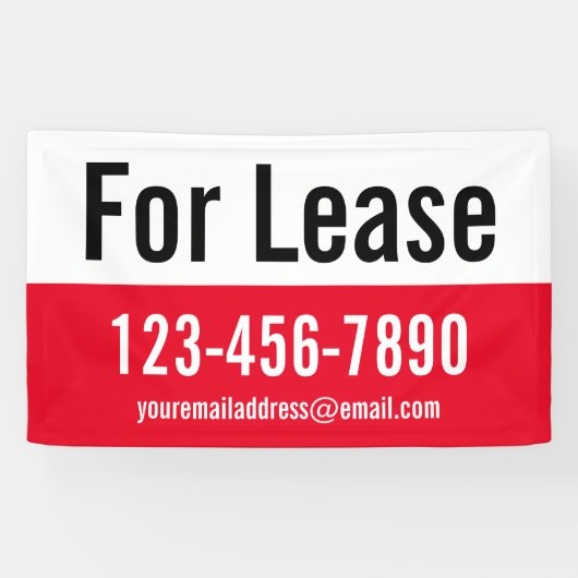 リース用赤白および黒文字の電話番号 横断幕 (横)