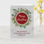 リース素朴のゴド娘と家族メリークリスマス カード (黄色い花)