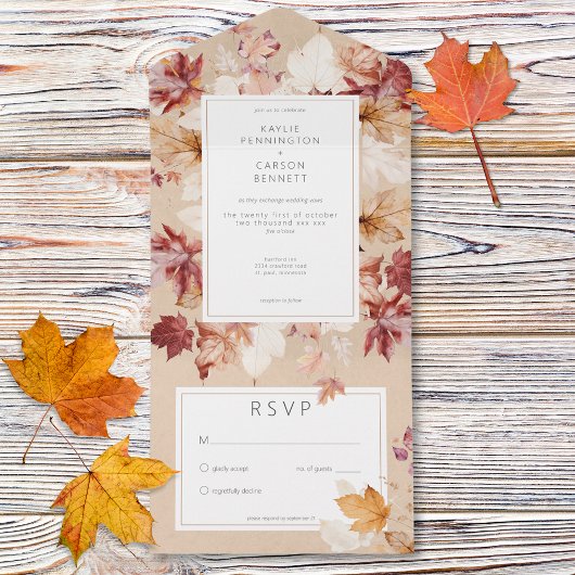 リース素朴の紅葉タンNoディナー オールインワン招待状