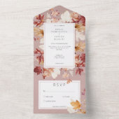 リース素朴の紅葉ブルゴーニュNoディナー オールインワン招待状 (内側)