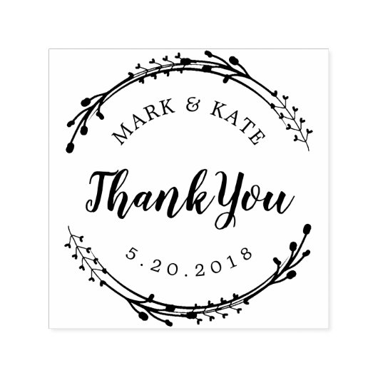 リース素朴カスタム結婚式のお願いありがとう セルフインキングスタンプ (デザイン)