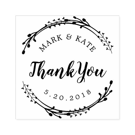 リース素朴カスタム結婚式のお願いありがとう ラバースタンプ (インプリント)