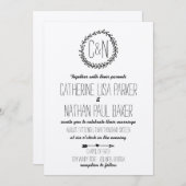 リース素朴クラフト結婚式招待状 招待状 (正面/裏面)