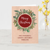 リース素朴ゴッドソン&ファミリーメリークリスマス カード (黄色い花)