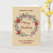 リース素朴ゴッドマザーメリークリスマス カード (黄色い花)