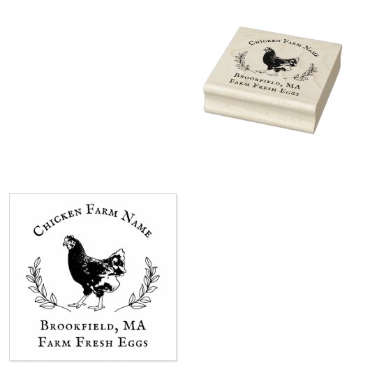 リース素朴チキンエッグカートンカスタム ラバースタンプ (押印)