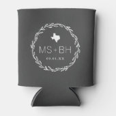 リース素朴テキサス州結婚モノグラム |木炭 缶クーラー (正面)